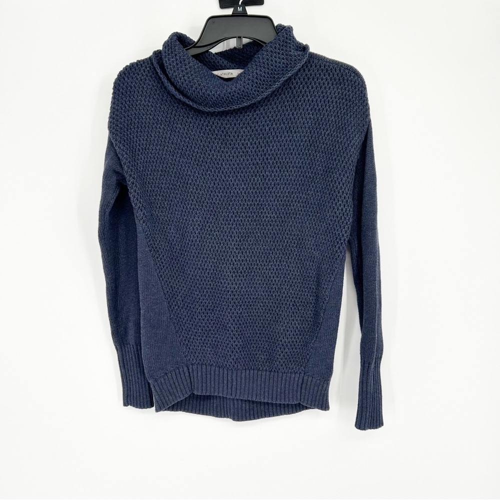 Athleta‎ Breckenridge Blue Heavy Knit cowl neck sweater Size Small